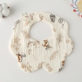 Detalle de babero de gasa de algodón para bebé con estampado floral vintage y botón - Cintura De Flor De Gasa - Conejo Hongo