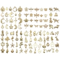 Golden alloy charm collection with sun moon and star motifs for DIY jewelry making - KC Gold 100 Models 103.8g Set