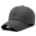 Gorra de invierno gris oscuro para hombre con orejeras y etiqueta BEST blanca - Ajustable / Gris