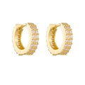 Elegante goldene S925 Sterling Silber Creolen mit zweireihigem Mikro-Pave aus weißen Zirkonia - 925er Silber / Gold