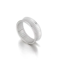 Minimalistischer breiter Silberring mit vertikalen Streifen und 18K Gold Plattierung - US 6 / Silber-Stil (KR100770-KFC)