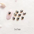 Décoration d'ongles avec pierre ovale noire et bordure dorée, taille 5x7 mm - Base Or Pierre Gris Foncé (LF7115) / 5X7mm