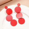 Orecchini geometrici in acrilico rosso con dischi rotondi a strati e finitura lucida - Perno per orecchini in acciaio / Rosso