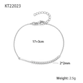 Minimalist S925 sterling silver bracelet with cubic zirconia squares and 17+3cm length - Silver