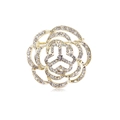 Exquisite gold-plated camellia flower brooch with rhinestones and multi-layer petals - Gold Camellia