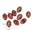 Detail showing 18.5mm brown rugby acrylic spacer beads with white stripes and 3.5mm hole - Dark Brown Round Rugby