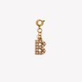 Golden letter B pendant with pearls and 18K gold plated stainless steel spring clasp - Letter B