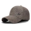 Classic grey melange business baseball cap with metallic logo and textured fabric - Adjustable / Coffee
