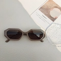 Gafas de sol poligonales clásicas de carey con montura marrón y lentes oscuras de viaje - Gris Premium