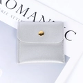 Silver-grey plush jewelry pouch with a square design and golden snap button closure - Leather Style (Silver) / 8x8cm