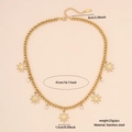 Collar dorado de acero inoxidable con colgantes de estrella y pedrería brillante - Estilo de Copo de Nieve y Estrella con Diamantes de Imitación