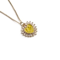 Collier chic en or avec pendentif cœur smiley jaune et zircons étincelants - Jaune