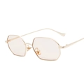Chic gold metal frame sunglasses with light pink polygonal lenses for a trendy street look - Gold Frame Tea Lens