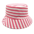 Detail of pink and white striped bucket hat with vertical and horizontal pattern texture - M (56-58cm) / Pink