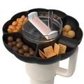 Black 6-compartment silicone snack bowl tray with pink handle for 40oz tumbler cups - 40oz / Black