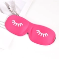 Pink 3D contoured sleep mask featuring a white eyelash pattern and adjustable strap - Standard Eyelash Style / Rose Red