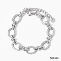 Gepolijste zilveren roestvrijstalen schakelarmband met ovale sluiting en S.Steel-tag - Armband (16+3cm) / Zilver