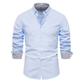 Detail of light blue shirt with grey collar contrast and oxford fabric texture - S / Light Blue