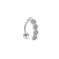 Silver stainless steel belly button ring with sparkling white zircon flower cluster - XY-25 Four Flower Cluster Clear Zirconia
