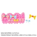 Pink silicone fondant mold for bowknot shapes with multiple sizes for DIY cake baking - Style 2-Continuous Bowknot (2#15-404) / Pink