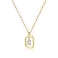 Close-up of gold-plated S925 silver necklace with sparkling stone-set letter G pendant - 18k Gold【G】