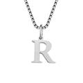 Elegant stainless steel necklace featuring a minimalist letter R pendant and box chain - R-Silver