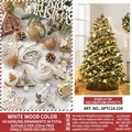 94-piece white and natural wood Christmas tree ornament set with stars and pine cones - 210cm Christmas Tree Accessory Pack / White Wood Color