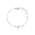 Detalle de pulsera de abeja plateada con piedras marquesas rosas y cierre ajustable - Plata-Circón Rosa
