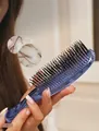 Purple translucent scalp massage brush with 572 rounded bristles for deep cleaning - Standard Size / Electroplated Blue