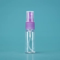 Refillable transparent spray bottle with purple nozzle and cap for fine mist perfume - 20ml / Transparent Bottle Purple Spray