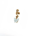 Detail of golden snake hair ring with a translucent light blue resin butterfly pendant - Regular Spiral / Blue