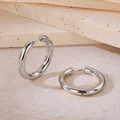 Polished silver titanium steel hoop earrings with a minimalist hinged closure design - 4.0 Steel Color Inner Diameter 18mm