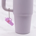 Purple Stanley-style cup keychain with pink 3D butterfly on a lavender tumbler handle - Purple Butterfly Cup Bead Chain