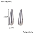 Minimalist silver stainless steel water drop earrings with polished finish and 2.6cm height - Silver Teardrop Earrings (HE47189AW0)