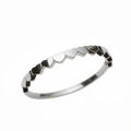 Polished silver heart ring made of continuous small hearts in a minimalist style - US 7 / White Gold