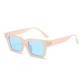 Retro rectangle thick frame sunglasses in matte pink with light blue lenses - Jelly Frame Blue