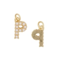 Elegant gold pendant with letter P design featuring pearls on a clean white backdrop - Letter P