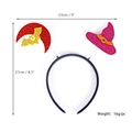 Halloween spring headband with red moon, gold bat, and pink witch hat, 23cm width - Moon/Witch Hat
