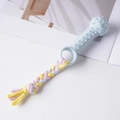 Blaues Hundekauspielzeug aus Gummi mit buntem Baumwollseil zur Zahnpflege - Gummigriff Baumwollseil Molar Spielzeug / 18cm (35g) / Blau