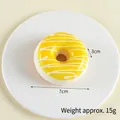 Realistic 7cm yellow PU foam donut magnet with white stripes and slow rebound texture - 7cm Diameter, 3cm Height / Mango Yellow