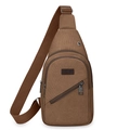 Braune Canvas Brusttasche für Herren mit SPORT-Logo, Gurt und Kopfhöreranschluss - Dunkelbraun