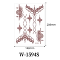 Brown henna floral temporary tattoo sticker W-1594S in 148x208mm sheet size - Brownish Red Henna Pattern (W-1594S)