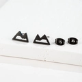 Matte black stainless steel mountain range stud earrings with hollow design details - 100 Mountain / Black