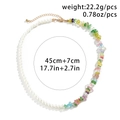 Short necklace with white pearls and colorful stone splices with gold clasp - Gold