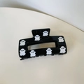 Pinza per capelli Halloween con fantasmi bianchi su accessorio in acrilico nero lucido - Fermaglio per Capelli Fantasma
