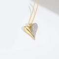 Elegante ciondolo a cuore dorato con metà finitura lucida e metà zirconi bianchi - Cuore Bicolore / Cuore (Bicolore)