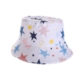 Dettaglio cappello alla pescatora bianco per bambini con stelle colorate in cotone resistente - 52cm (2-6 Anni) / Stella - Bianco