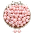 Pink acrylic round beads with iridescent rainbow finish for DIY jewelry making - 12mm-30pcs/pack / Pink