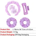 Light purple plush headband and wristband set with claw clip and velvet scrunchies - 6-Piece Rectangular Set (3#) / Bright Purple