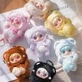 Colorful plush doll pendants in various animal hoodies arranged in a circle - Take a Bite Bear (p-247) / Random One